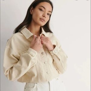 Zara tan denim crop jacket